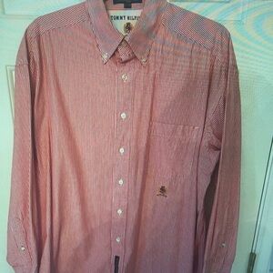 Tommy Hilfiger Men's Red Pinstripe Shirt
